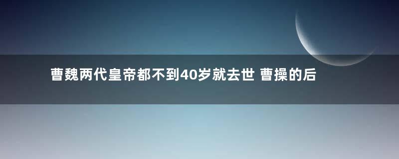 曹魏两代皇帝都不到40岁就去世 曹操的后代为何都那么短命